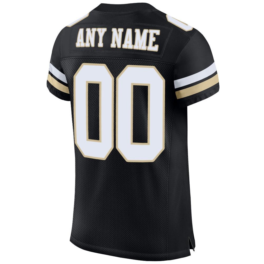 Custom Black White-Vegas Gold Mesh Authentic Football Jersey photo 3