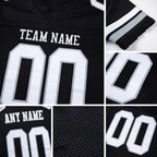 Custom Black White-Silver Mesh Authentic Football Jersey detail