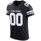 Custom Black White-Silver Mesh Authentic Football Jersey photo 2
