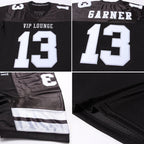 Custom Black White-Silver Mesh Authentic Football Jersey photo 5
