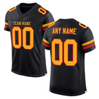 Custom Black Gold-Scarlet Mesh Authentic Football Jersey