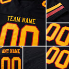 Custom Black Gold-Scarlet Mesh Authentic Football Jersey detail