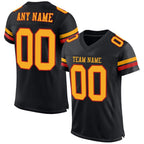Custom Black Gold-Scarlet Mesh Authentic Football Jersey photo 1