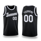 Custom Black White-Gray Round Neck Rib-Knit Basketball Jersey