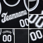 Custom Black White-Gray Round Neck Rib-Knit Basketball Jersey detail