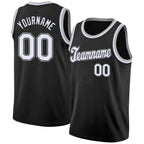 Custom Black White-Gray Round Neck Rib-Knit Basketball Jersey photo 1