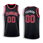 Custom Black Red-White Round Neck Rib-Knit Basketball Jersey