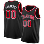 Custom Black Red-White Round Neck Rib-Knit Basketball Jersey photo 1