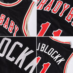 Custom Black Red-Cream Round Neck Rib-Knit Basketball Jersey photo 4