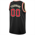 Custom Black Red-Cream Round Neck Rib-Knit Basketball Jersey photo 6