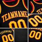Custom Black Gold-Red Round Neck Rib-Knit Basketball Jersey detail