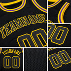 Custom Black Black-Gold Round Neck Rib-Knit Basketball Jersey detail