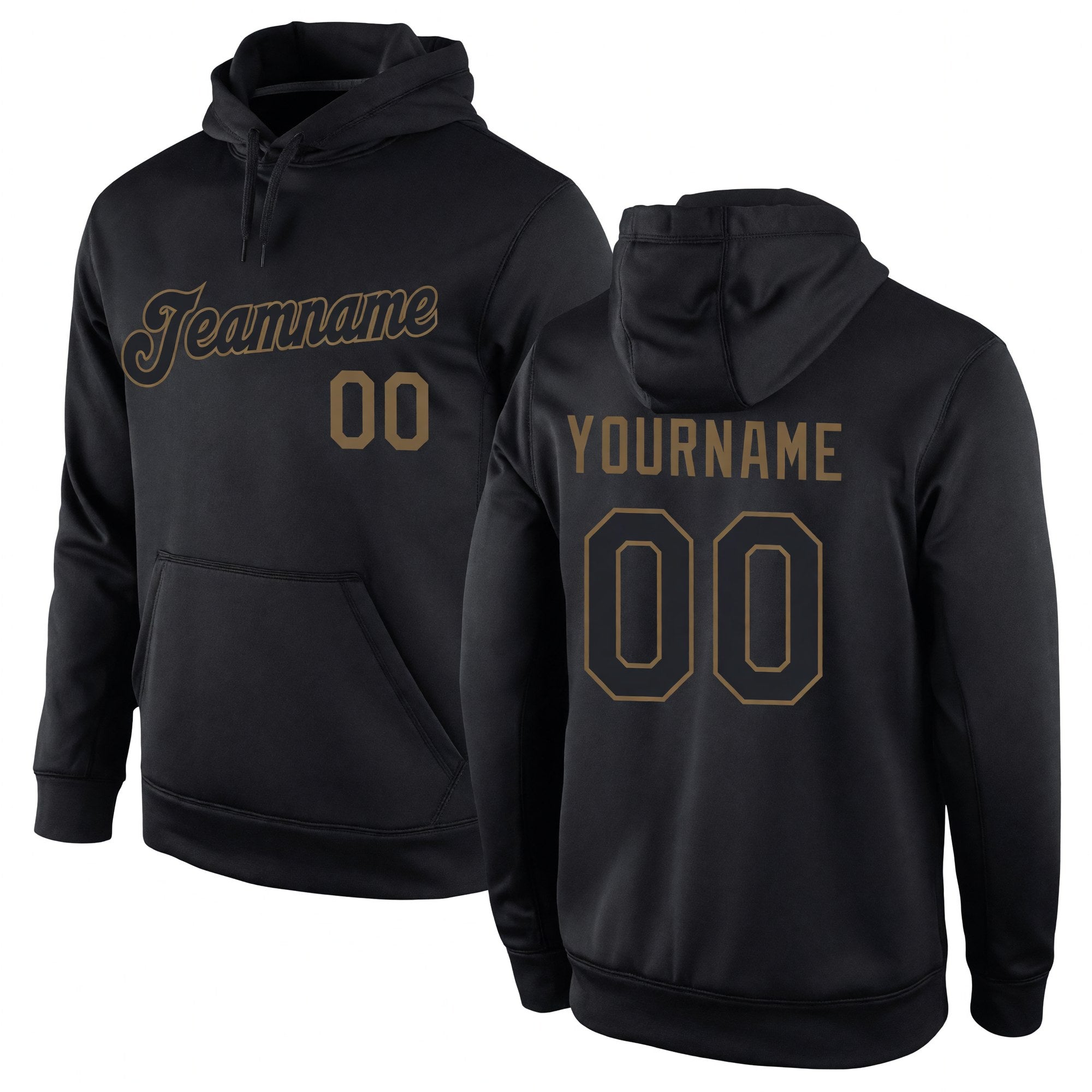 Custom Stitched Black Black-Old Gold Sports Pullover Sweatshirt Hoodie