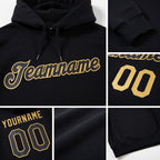 Custom Stitched Black Black-Old Gold Sports Pullover Sweatshirt Hoodie detail