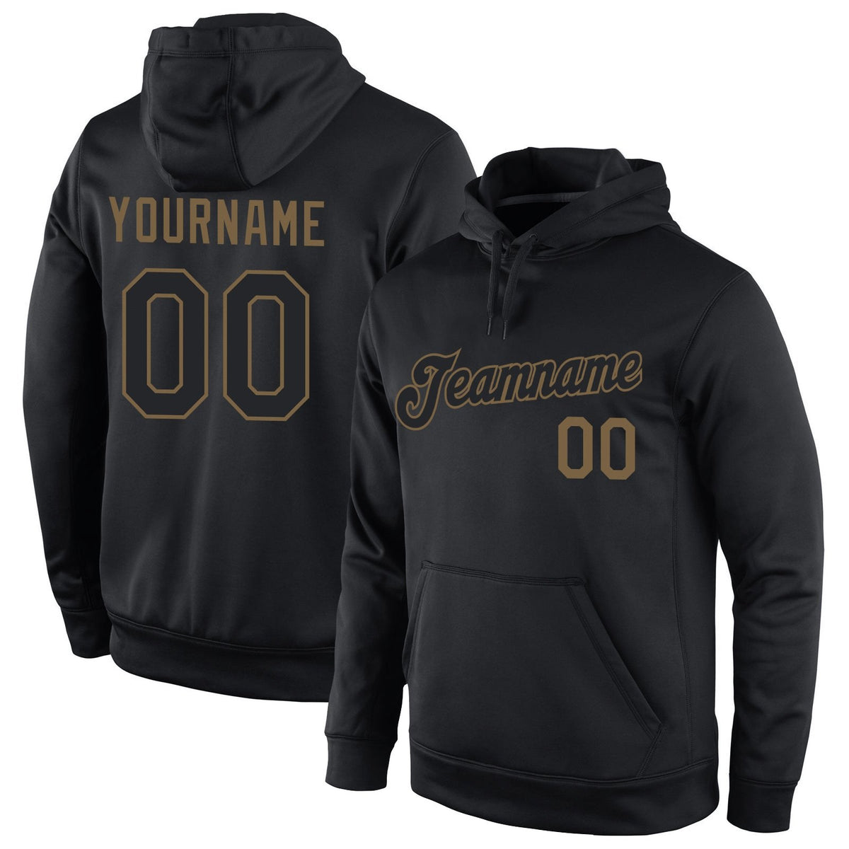 Custom Stitched Black Black-Old Gold Sports Pullover Sweatshirt Hoodie photo 1