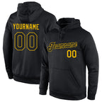 Custom Stitched Black Black-Gold Sports Pullover Sweatshirt Hoodie photo 1