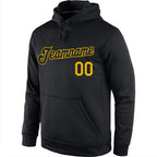 Custom Stitched Black Black-Gold Sports Pullover Sweatshirt Hoodie photo 2