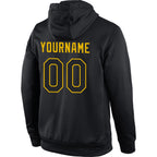 Custom Stitched Black Black-Gold Sports Pullover Sweatshirt Hoodie photo 3