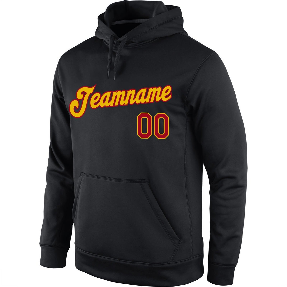 Custom Stitched Black Gold-Red Sports Pullover Sweatshirt Hoodie photo 2