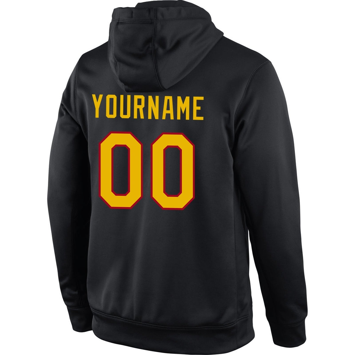 Custom Stitched Black Gold-Red Sports Pullover Sweatshirt Hoodie photo 3
