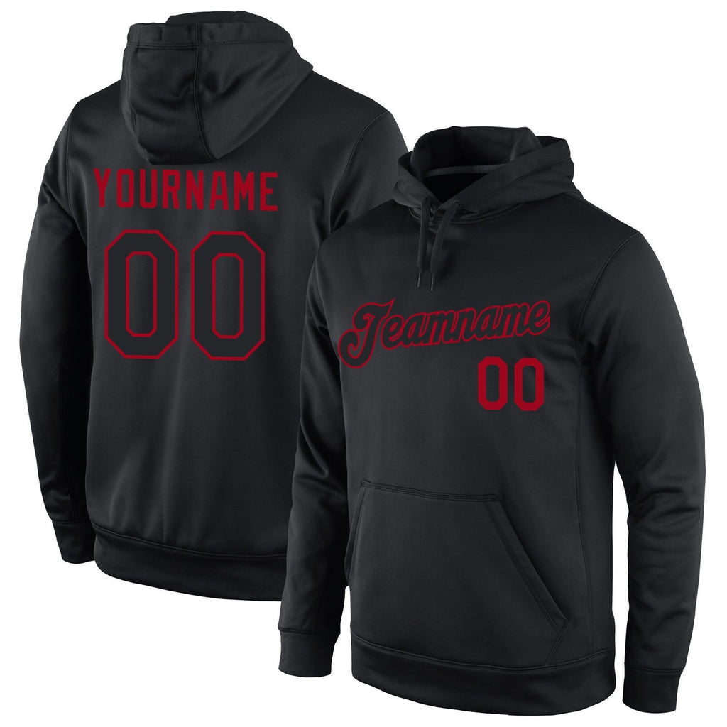 Custom Stitched Black Black-Red Sports Pullover Sweatshirt Hoodie photo 1