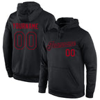 Custom Stitched Black Black-Red Sports Pullover Sweatshirt Hoodie photo 1