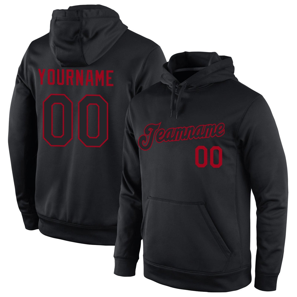 Custom Stitched Black Black-Red Sports Pullover Sweatshirt Hoodie photo 1