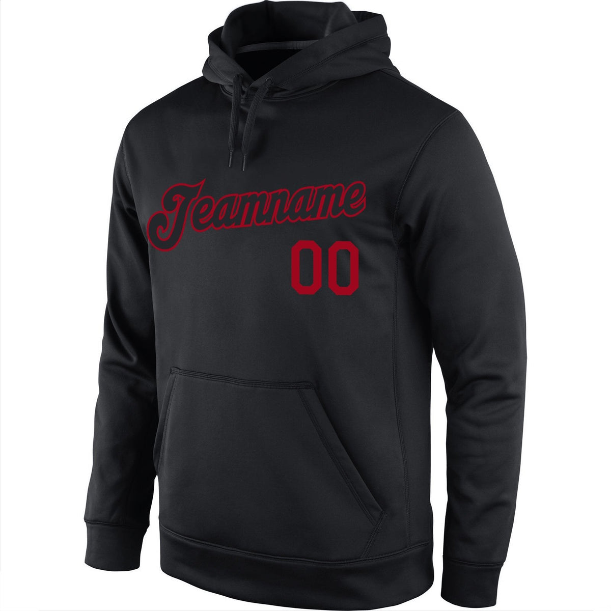 Custom Stitched Black Black-Red Sports Pullover Sweatshirt Hoodie photo 3