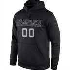 Custom Stitched Black Black-Gray Sports Pullover Sweatshirt Hoodie photo 2