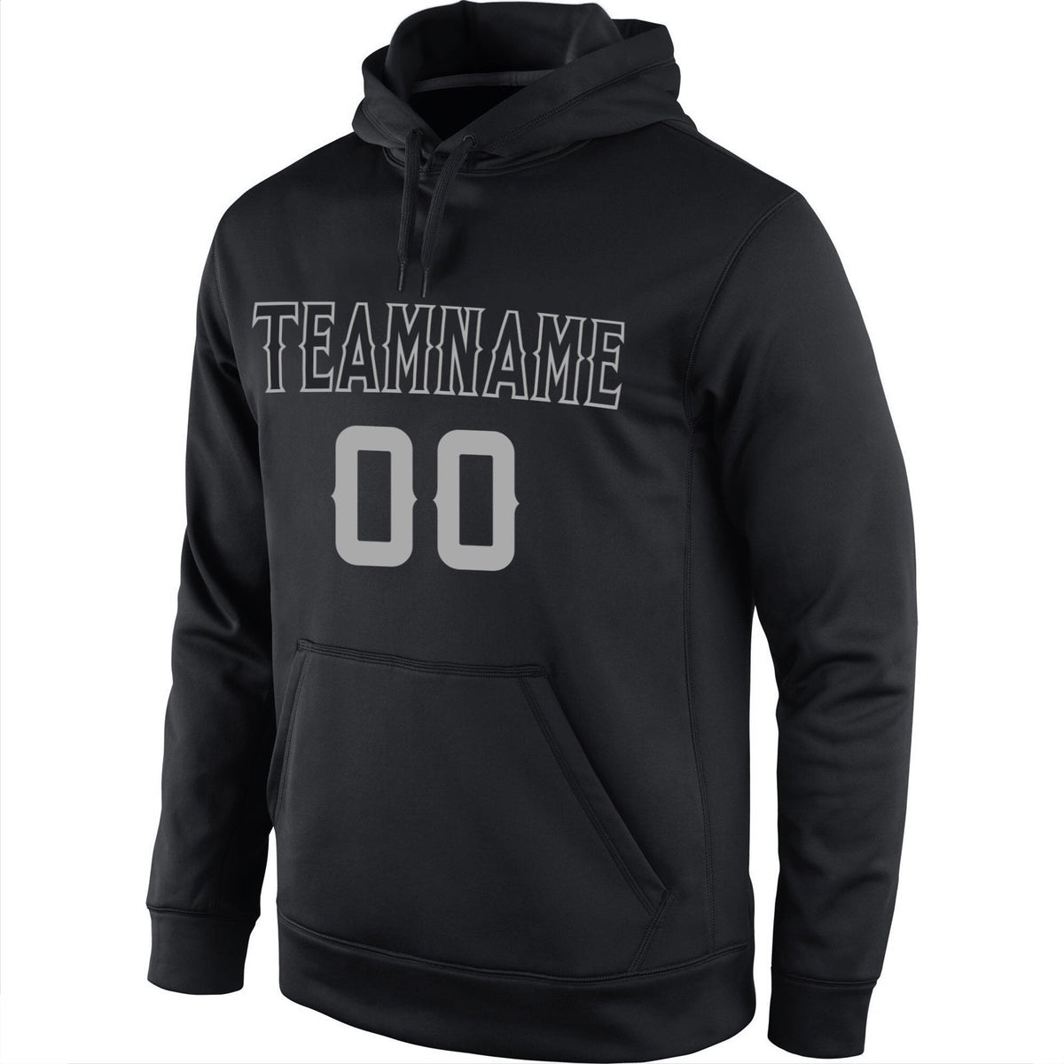 Custom Stitched Black Black-Gray Sports Pullover Sweatshirt Hoodie photo 2