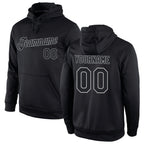 Custom Stitched Black Black-Gray Sports Pullover Sweatshirt Hoodie