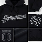 Custom Stitched Black Black-Gray Sports Pullover Sweatshirt Hoodie detail