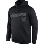 Custom Stitched Black Black-Gray Sports Pullover Sweatshirt Hoodie photo 2