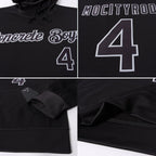 Custom Stitched Black Black-Gray Sports Pullover Sweatshirt Hoodie photo 6