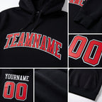 Custom Stitched Black Red-White Sports Pullover Sweatshirt Hoodie detail