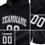 Custom Stitched Black White-Gray Sports Pullover Sweatshirt Hoodie detail