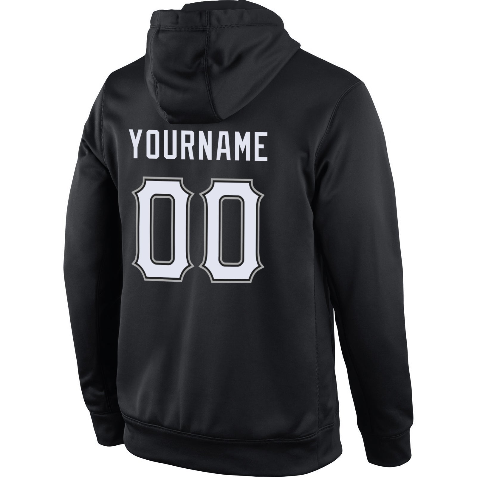 Custom Stitched Black White-Gray Sports Pullover Sweatshirt Hoodie photo 3