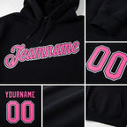 Custom Stitched Black Pink-White Sports Pullover Sweatshirt Hoodie detail