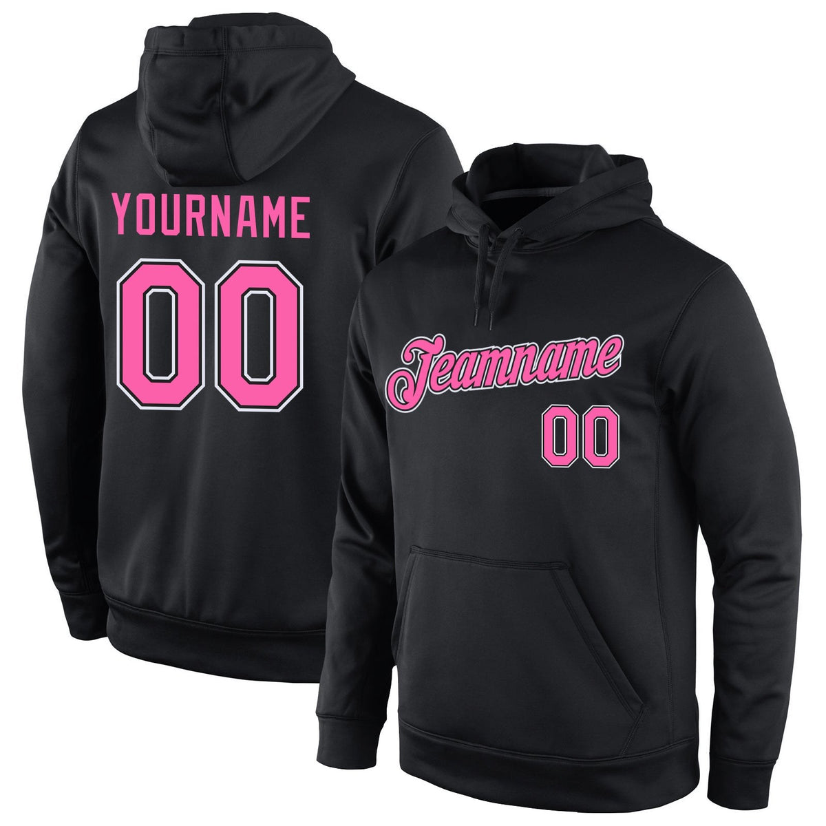 Custom Stitched Black Pink-White Sports Pullover Sweatshirt Hoodie photo 1