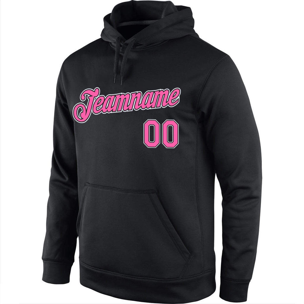 Custom Stitched Black Pink-White Sports Pullover Sweatshirt Hoodie photo 2