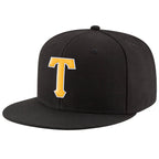 Custom Black Gold-White Stitched Adjustable Snapback Hat photo 1