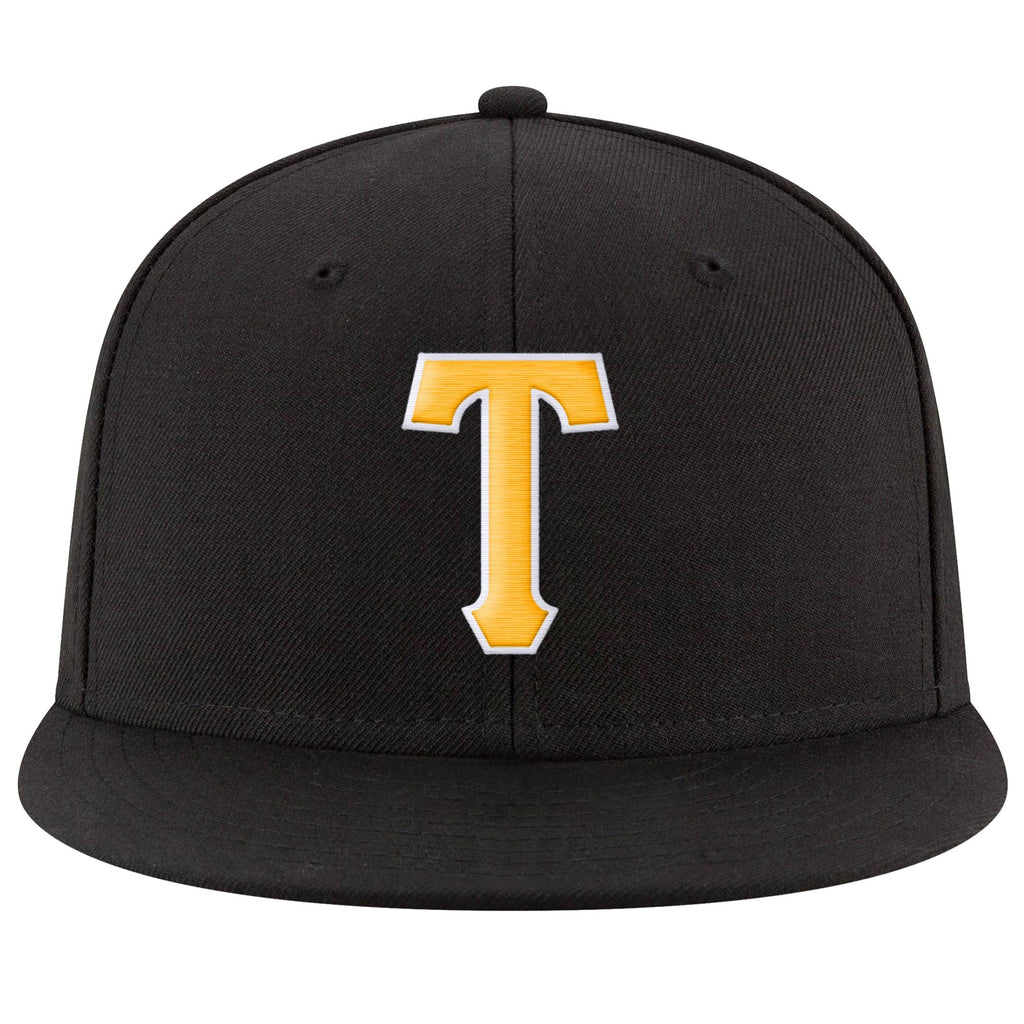 Custom Black Gold-White Stitched Adjustable Snapback Hat photo 2
