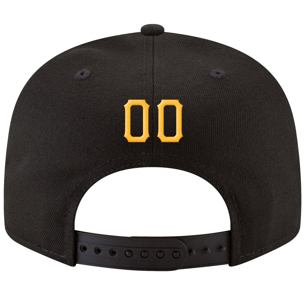 Custom Black Gold-White Stitched Adjustable Snapback Hat photo 3
