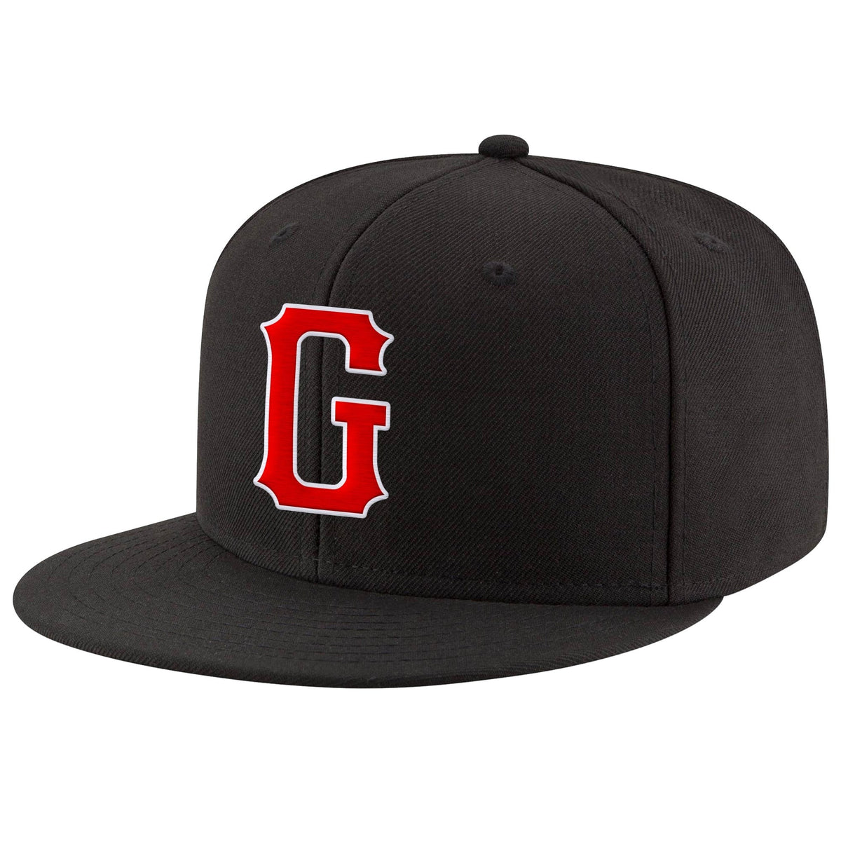 Custom Black Red-White Stitched Adjustable Snapback Hat photo 1