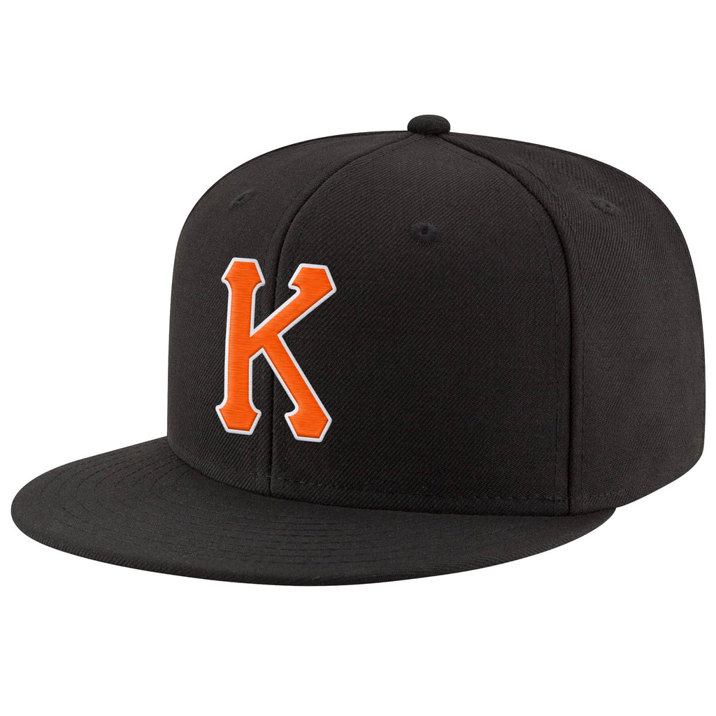 Custom Black Orange-White Stitched Adjustable Snapback Hat photo 1