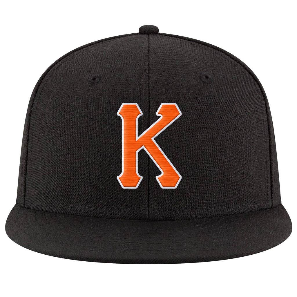 Custom Black Orange-White Stitched Adjustable Snapback Hat photo 2