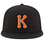 Custom Black Orange-White Stitched Adjustable Snapback Hat photo 2