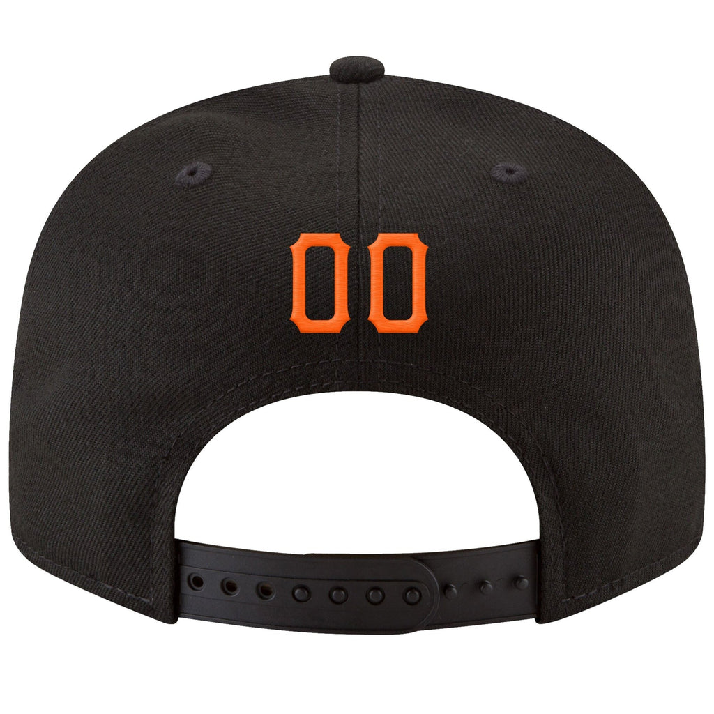 Custom Black Orange-White Stitched Adjustable Snapback Hat photo 3
