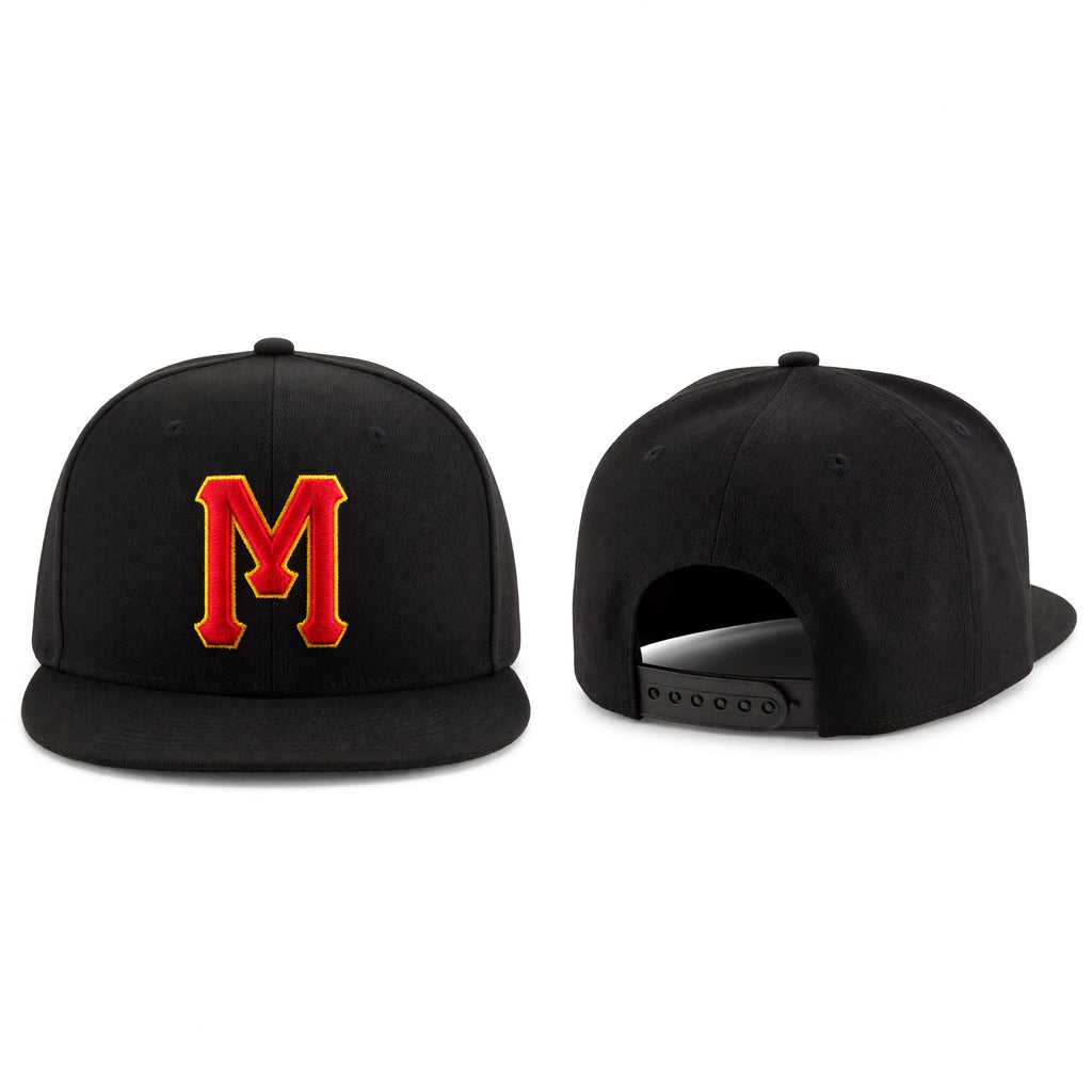 Custom Black Red-Gold Stitched Adjustable Snapback Hat