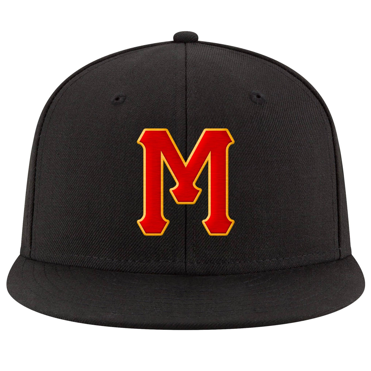 Custom Black Red-Gold Stitched Adjustable Snapback Hat photo 2